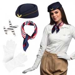 Stewardess Flugbegleiterin Verkleidungs-Set 5 Teilig