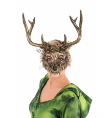 Goldener Hirsch Halloween Maske mit Hirschgeweih Einheitsgröße